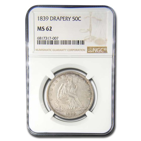 1839 Liberty Seated Half Dollar MS-62 NGC (Drapery) 1839 Liberty Seated Half Dollar MS-62 NGC (Drapery)